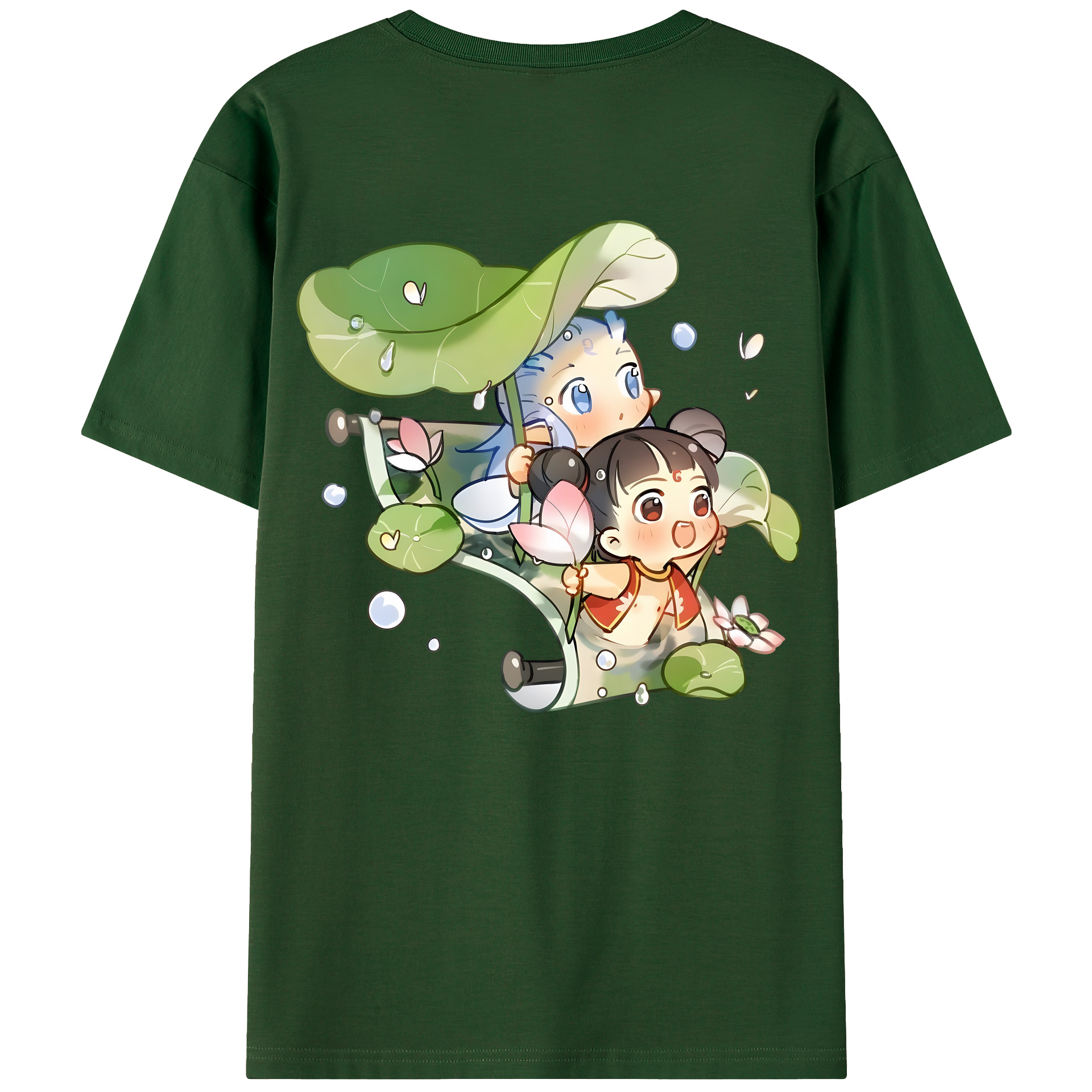 （画像用） Ne Zha 2 ナタ 魔童の大暴れ 綿100％半袖Tシャツ（背面プリント）